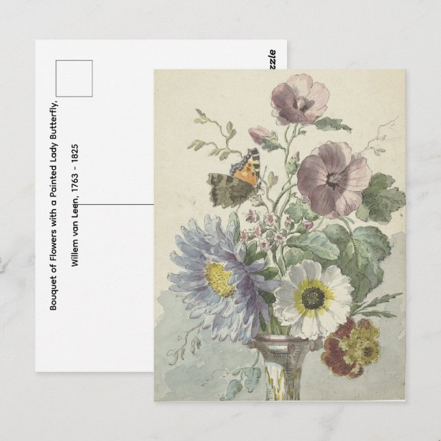Postal Ramo de Flores - Mariposa Dama Pintada (Anverso / Reverso)