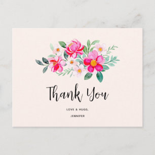 Postal Ramo de flores rosadas juguetonas gracias