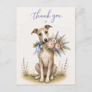 Postal Ramo de flores Whippet Gracias