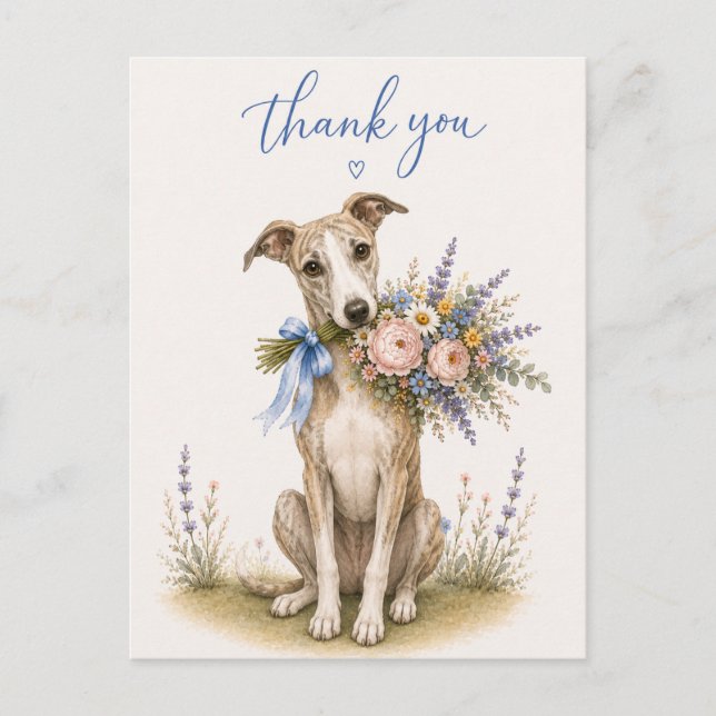 Postal Ramo de flores Whippet Gracias (Anverso)