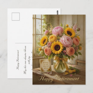 Postal Ramo de girasoles para felicitar por jubilación fe