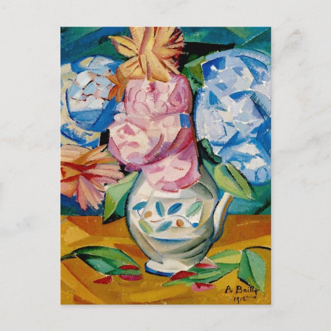 Postal Ramo de Hydrageas de Alice Bailly (Anverso)