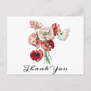 Postal Ramo de novia de amapolas rojas/rosadas de texto p
