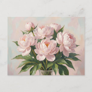 Postal Ramo de peonía rosa sonrosado floral romántico 