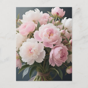 Postal Ramo de Peonía Rosa Suave Floral Romántico