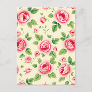 Postal Ramo de rosa rosa vintage floral pastel chintz