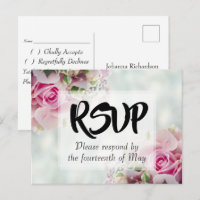 Ramo de rosas florales rosadas RSVP de boda