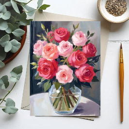Postal Ramo de Rosas | Pintura en acuarela floral roja