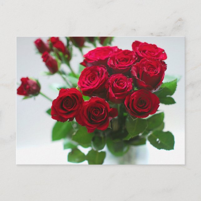 Postal ramo de rosas rojas (Anverso)