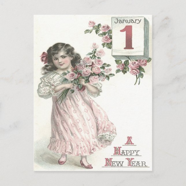 Postal Ramo de Rosas Rosa Niña Linda (Anverso)