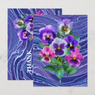 Postal Ramo de violetas flores de pensamiento GRACIAS