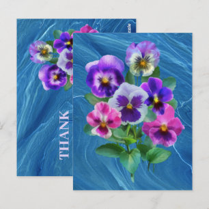 Postal Ramo de violetas flores de pensamiento GRACIAS