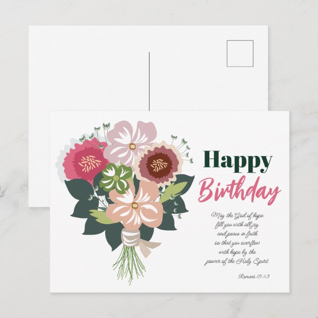 Postal Ramo Floral de Cumpleaños (Anverso / Reverso)