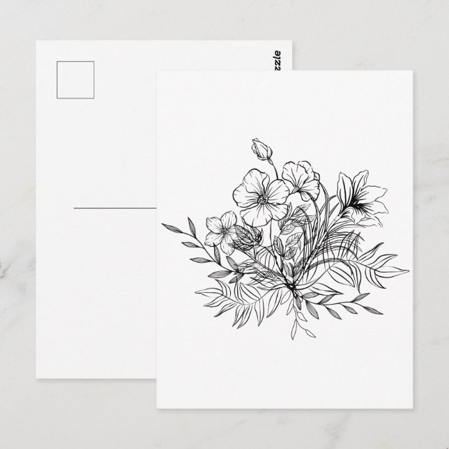 Postal Ramo floral minimalista  (Anverso / Reverso)