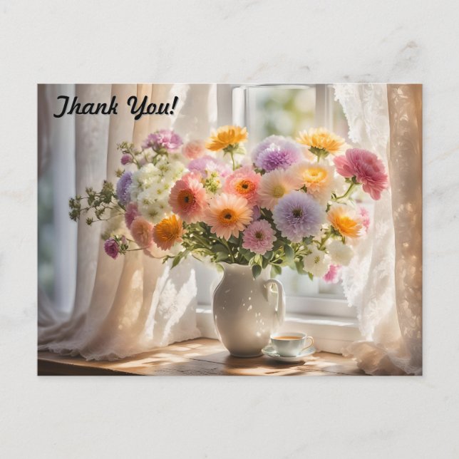 Postal Ramo y taza de té de la mañana (Anverso)