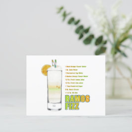Postal Ramos Gin Fizz Cocktail Recipe Art
