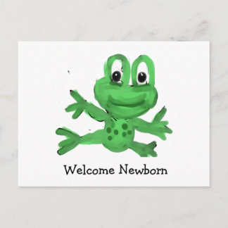 Postal Rana Adorable "Bienvenido Recién Nacido"