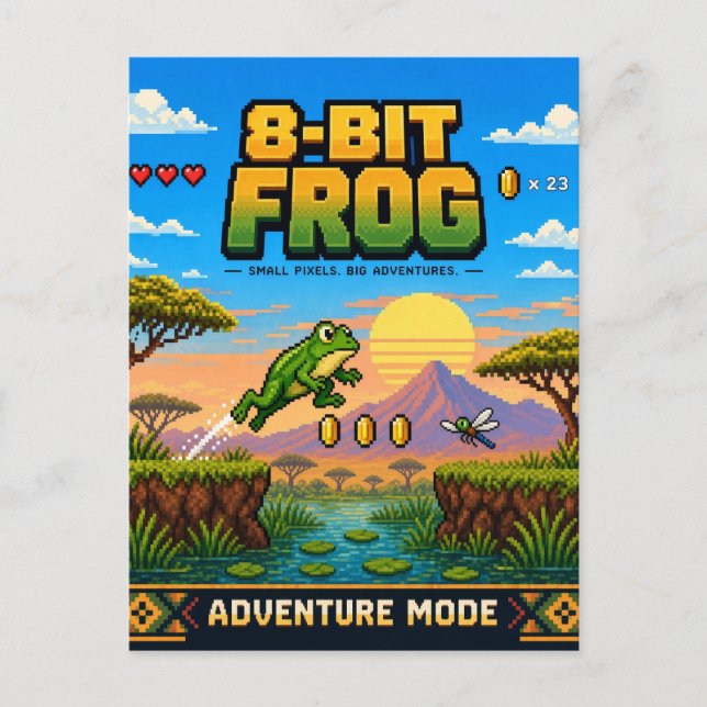 Postal Rana, arte de píxeles retro de 8 bits (Anverso)