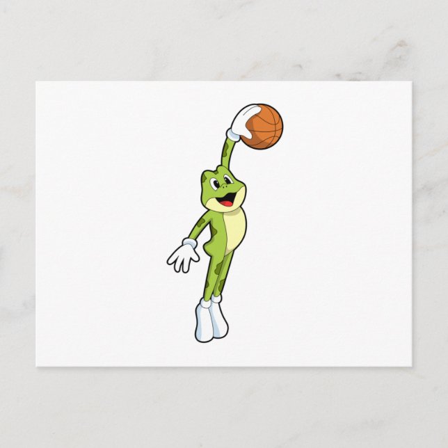Postal Rana como jugador de baloncesto con baloncesto.PNG (Anverso)