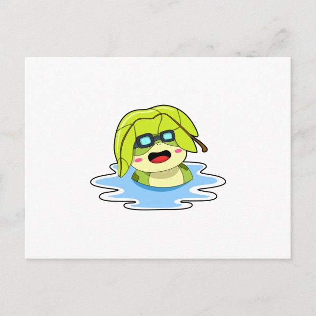 Postal Rana con Hoja en Natación (Anverso)