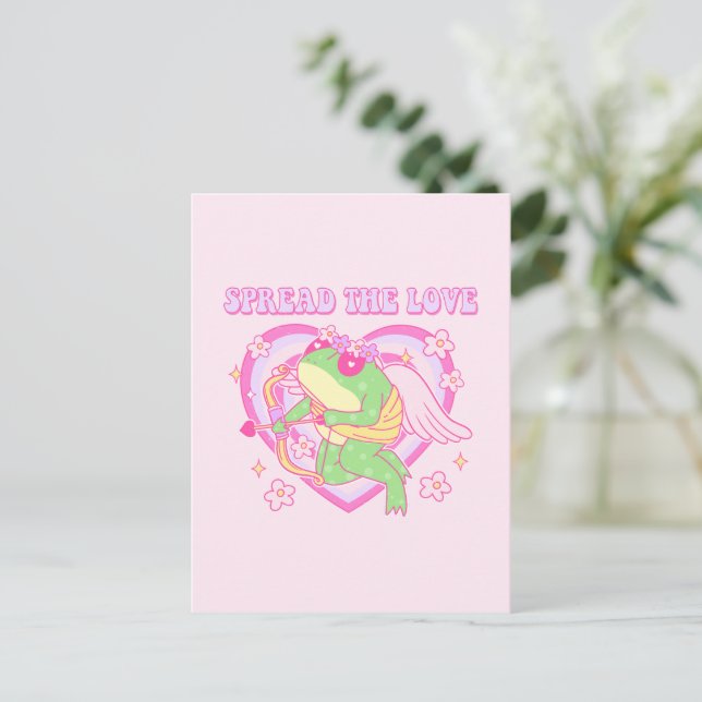 Postal Rana Cupido - Esparce el amor (Anverso de pie)