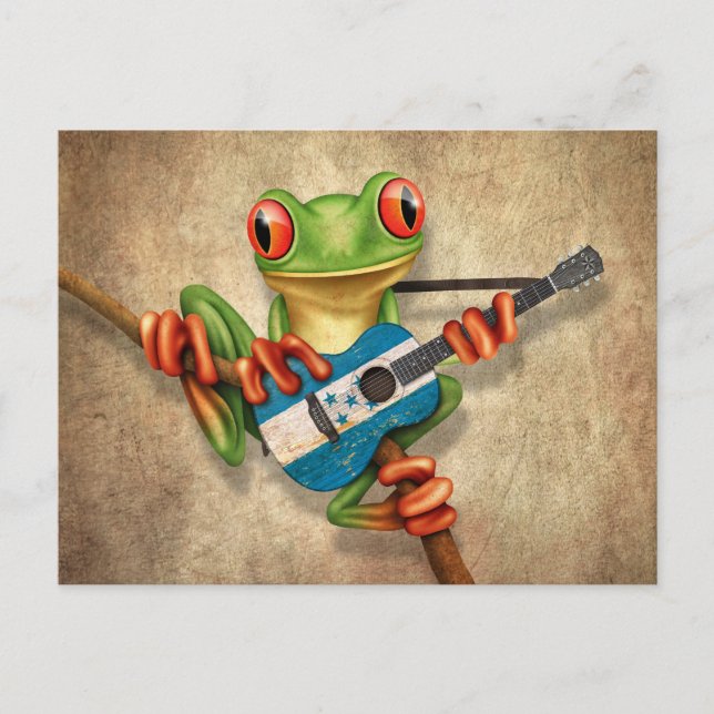 Postal Rana de árbol tocando la guitarra de la bandera de (Anverso)