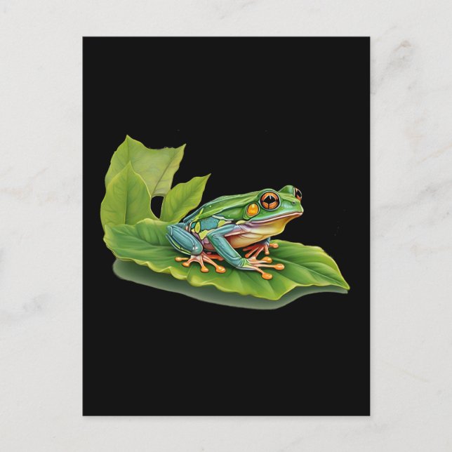Postal Rana de árbol verde estadounidense en hoja (Anverso)