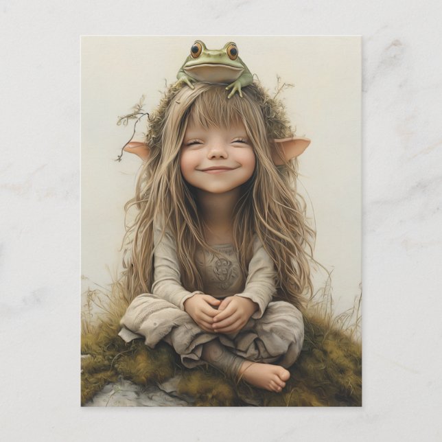 Postal Rana de hadas alegre y sonriente adorable (Anverso)