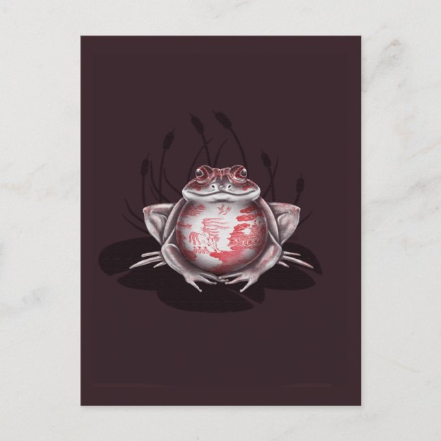 Postal Rana de toro silvestre roja (Anverso)