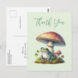Postal Rana debajo de una seta, lindo tema de naturaleza,