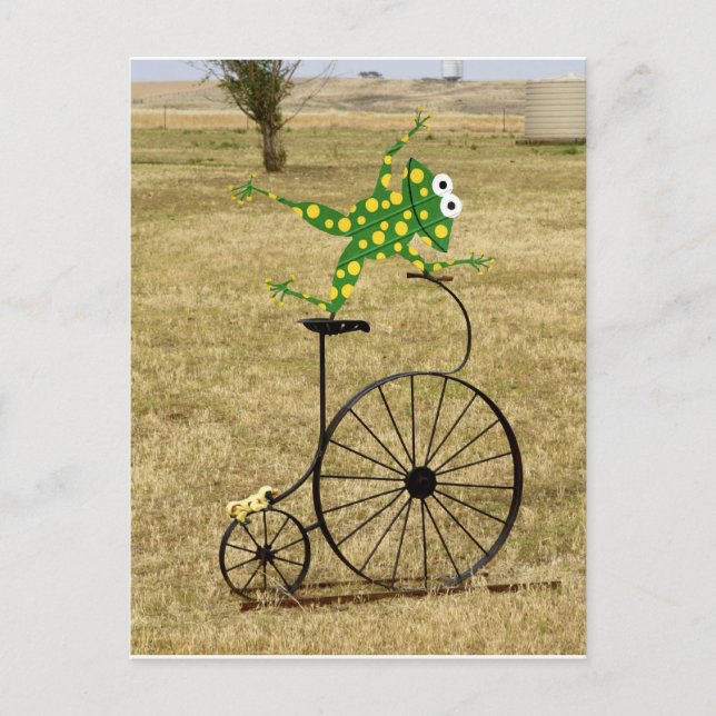 Postal Rana emocionada en bicicleta (Anverso)