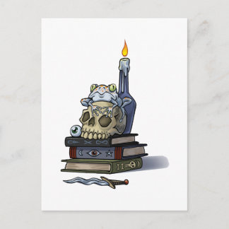 Postal Rana en el cráneo con velas