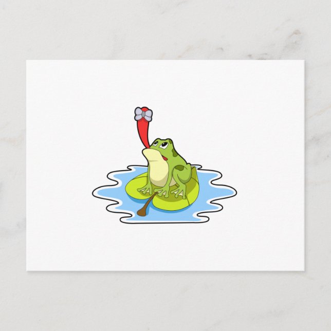 Postal Rana en hoja con insecto (Anverso)