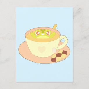 Postal Rana en una taza de té