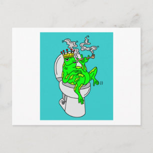 Postal Rana fumando en el baño