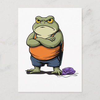 Postal Rana gruñona divertida caricatura de rana