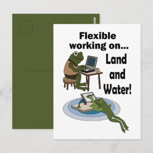Postal Rana Trabajo Flexible Oficina Humor Corporativo Fi