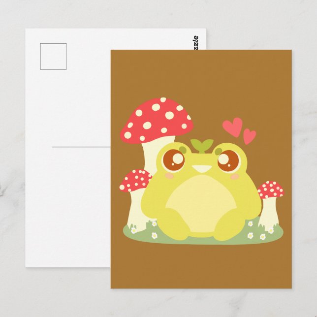 Postal Rana Verde Cubierta Sentada En La Naturaleza (Anverso / Reverso)