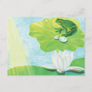 Postal Rana verde disfrutando del Ilustracion de los rayo