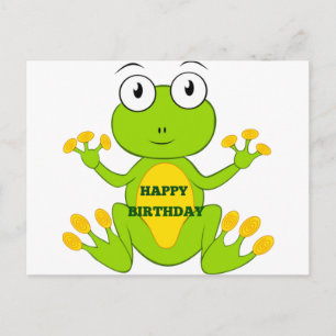 Postal Rana verde feliz cumpleaños