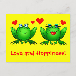 Postal Ranas Amor y Felicidad Amarillo