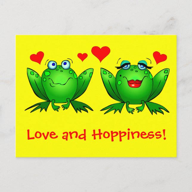 Postal Ranas Amor y Felicidad Amarillo (Anverso)