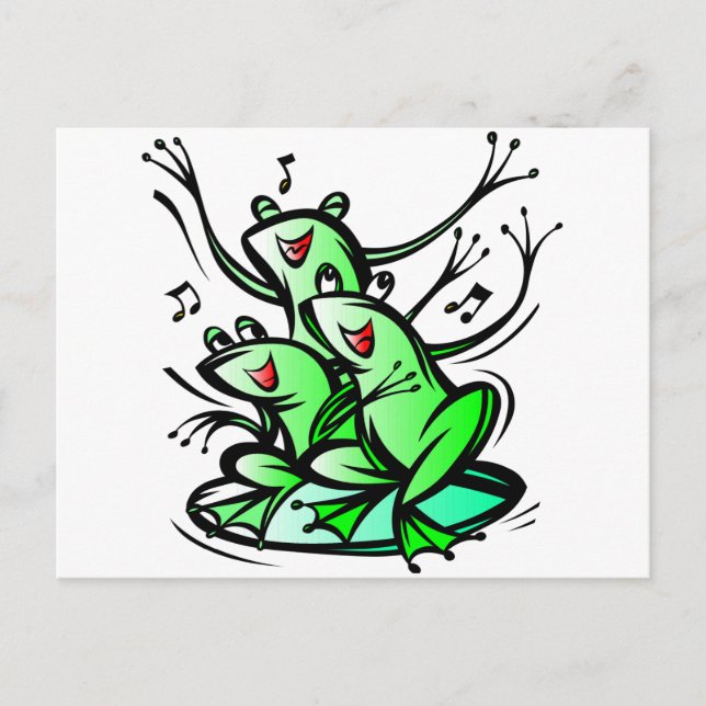 Postal Ranas Cantando Divertidas (Anverso)