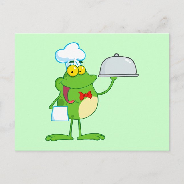 Postal Ranas de rana Amphibian Gracioso Chef Personalizad (Anverso)