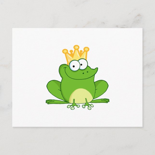 Postal Ranas de rana King Crown Green Cute Personalizado  (Anverso)