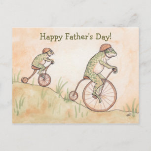 Postal Ranas en bicicletas Postcard del Día del Padre