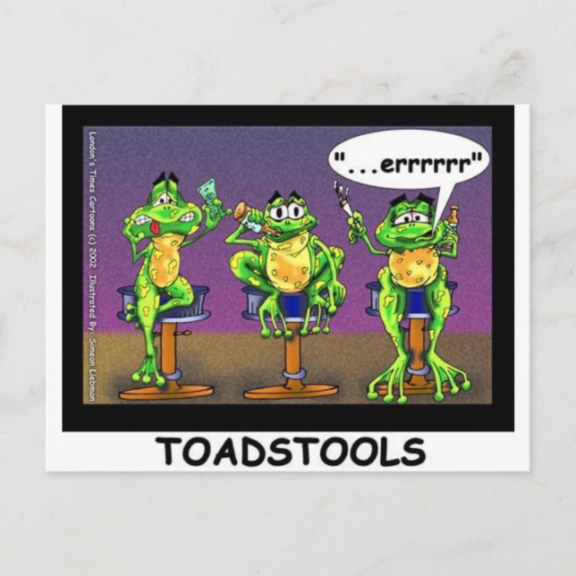Postal Ranas perezosas, alias Toadstools, Graciosos Regal (Anverso)