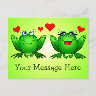 Postal Ranas verdes felices lindas con mensaje personaliz