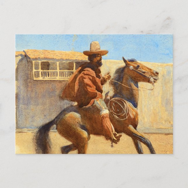 Postal Ranchero de la antigua California por Maynard Dixo (Anverso)