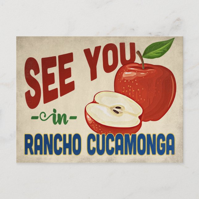 Postal Rancho Cucamonga California Apple - Viajes de époc (Anverso)
